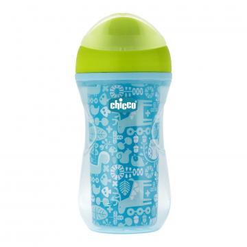 Чашка-поильник Chicco Active Cup (носик ободок), 14м+, 266 мл, 340624232, голубой/орнамент