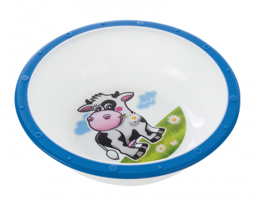 Миска пластиковая Canpol Little cow арт. 4/416, 4м+, цвет синий, рисунок коровка