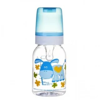 Бутылочка тритановая (BPA 0%) с ручками Canpol Cheerful animals с сил. соской, 120 мл., 3м+, арт. 11/823 prz, цвет: бирюзовый