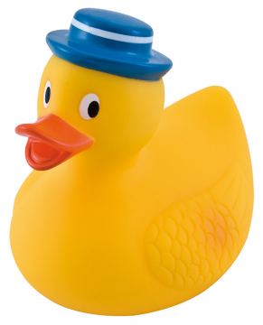 Игрушка для ванны Canpol Утка арт. 2/990, 0м+, форма: синяя шляпа