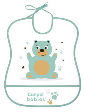 Нагрудник пластиковый мягкий Canpol арт. 2/919 цвет цвет: бирюзовый, рисунок: мишка